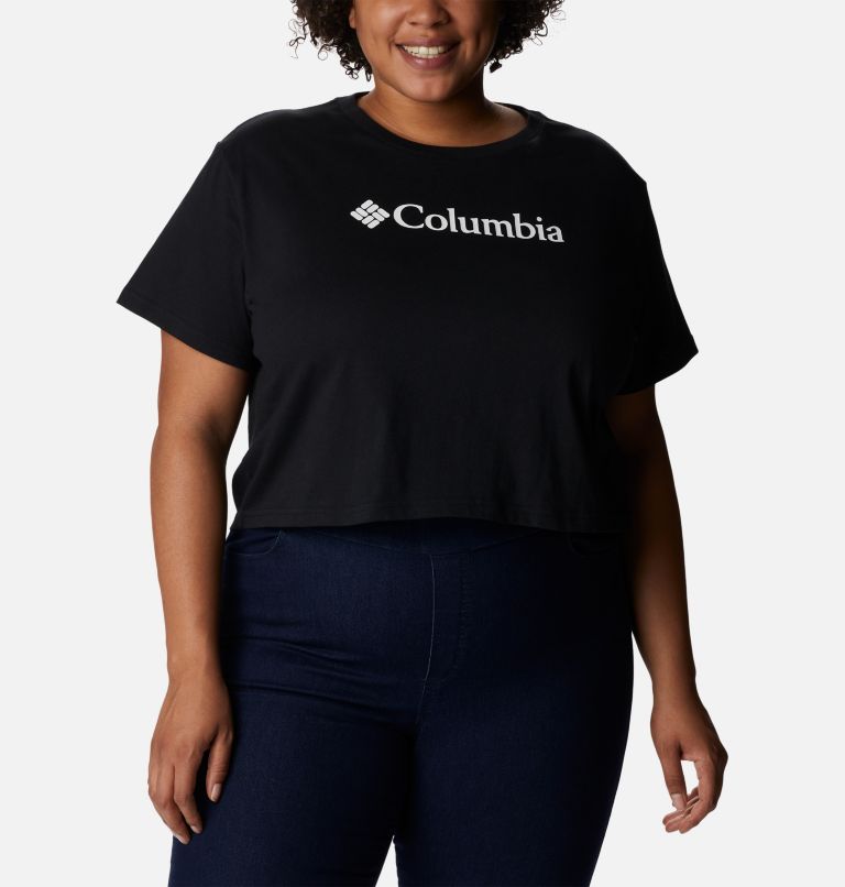 Thumbnail: North Cascades Cropped Tee - Plus Size, Color: Black, image 1