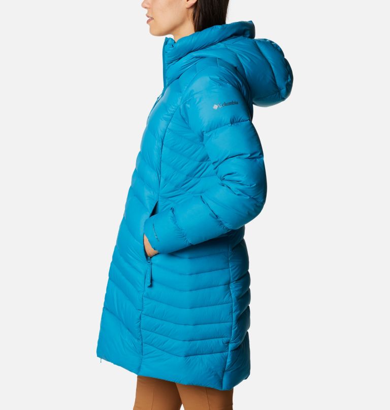Women's Autumn Park Down Hooded Mid Jacket, Color: Fjord Blue, image 3