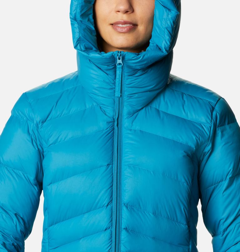 Women's Autumn Park Down Hooded Mid Jacket, Color: Fjord Blue, image 4
