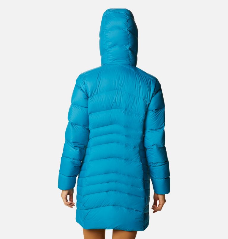 Women's Autumn Park Down Hooded Mid Jacket, Color: Fjord Blue, image 2