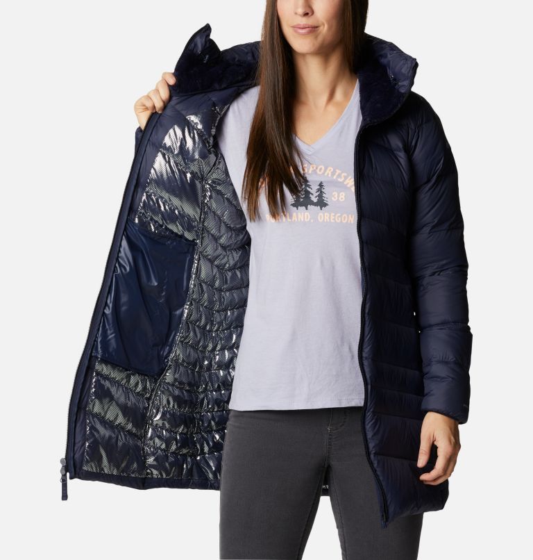 Women's Autumn Park Down Hooded Mid Jacket, Color: Dark Nocturnal, image 5