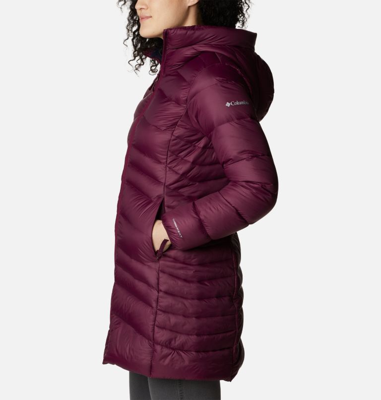Women's Autumn Park Down Hooded Mid Jacket, Color: Marionberry, image 3