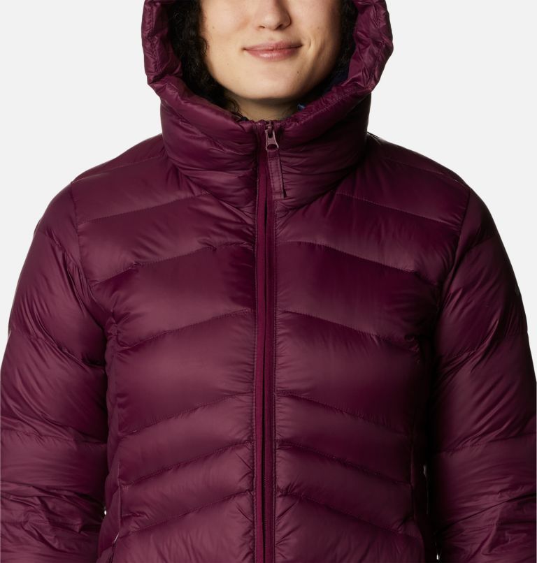 Women's Autumn Park Down Hooded Mid Jacket, Color: Marionberry, image 4