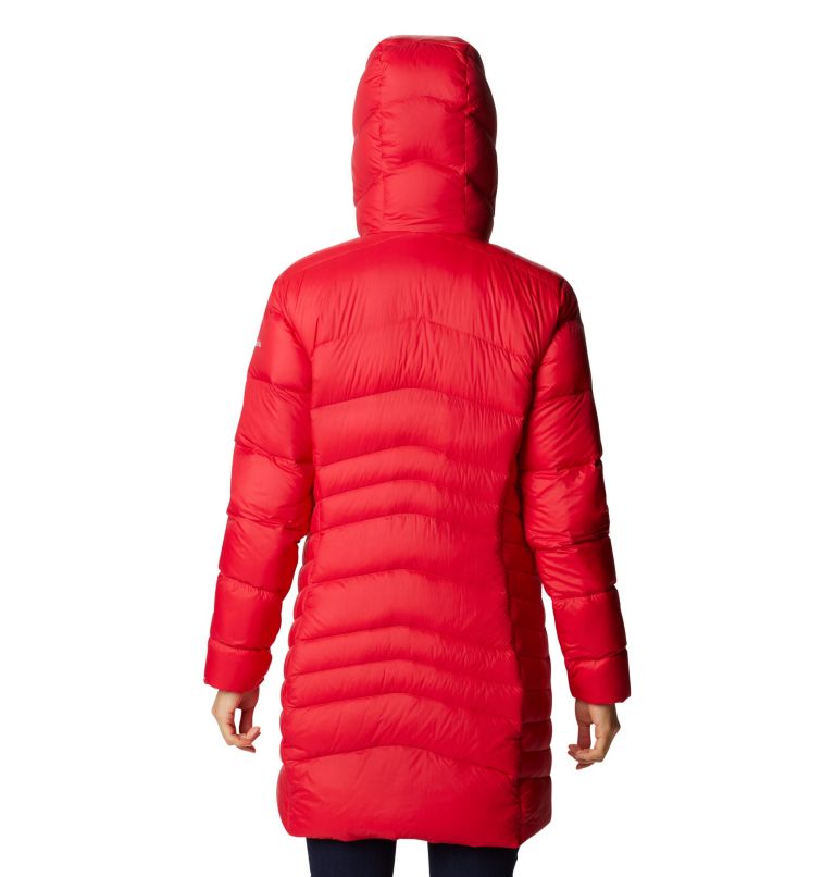 Women's Autumn Park Down Hooded Mid Jacket, Color: Red Lily, image 2