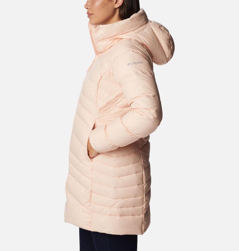 Women's Autumn Park Down Hooded Mid Jacket, Color: Peach Blossom, image 3