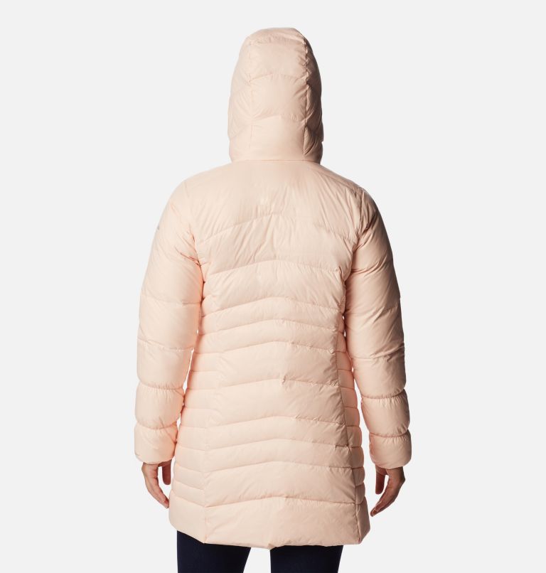 Women's Autumn Park Down Hooded Mid Jacket, Color: Peach Blossom, image 2