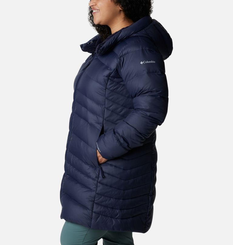 Women's Autumn Park Down Hooded Mid Jacket - Plus Size, Color: Dark Nocturnal, image 3