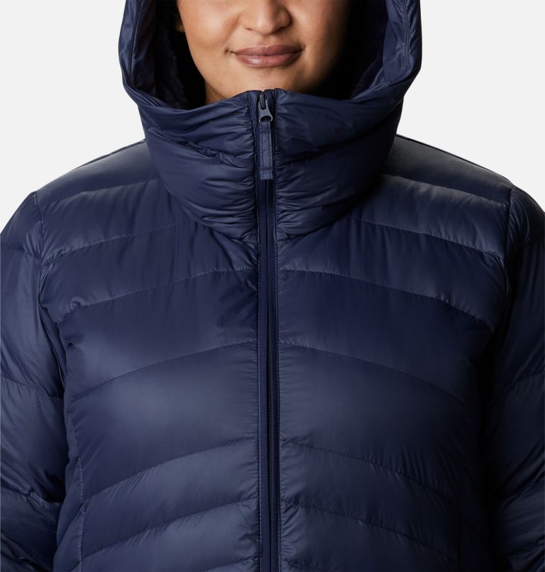 Women's Autumn Park Down Hooded Mid Jacket - Plus Size, Color: Dark Nocturnal, image 4