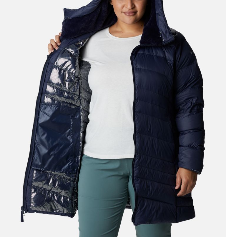 Women's Autumn Park Down Hooded Mid Jacket - Plus Size, Color: Dark Nocturnal, image 5