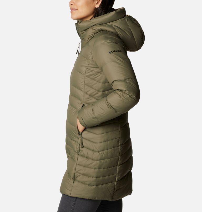 Women's Autumn Park Down Long Jacket, Color: Stone Green, image 3
