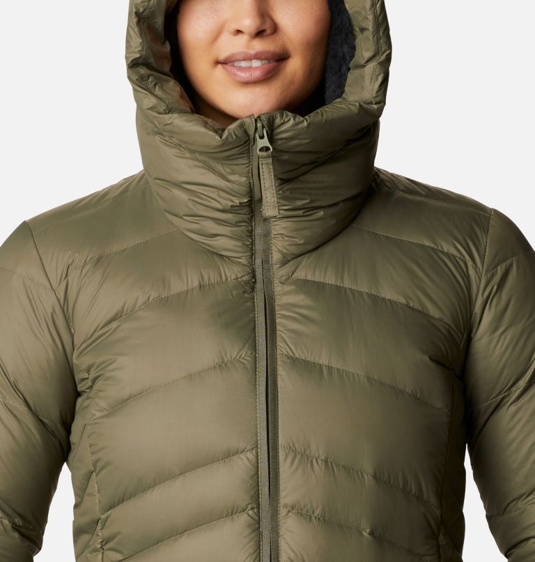 Women's Autumn Park Down Long Jacket, Color: Stone Green, image 4