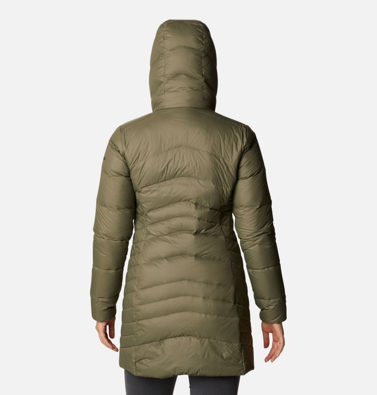 Women's Autumn Park Down Long Jacket, Color: Stone Green, image 2