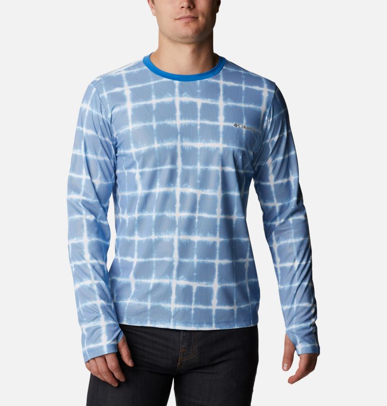 Men's Sun Deflector Summerdry Long Sleeve Shirt, Color: Bright Indigo Tie Dye, image 1