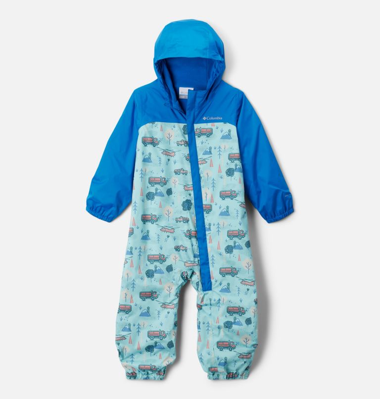 Toddler Critter Jitters II Rain Suit, Color: Spray Forestlove, Bright Indigo, image 1