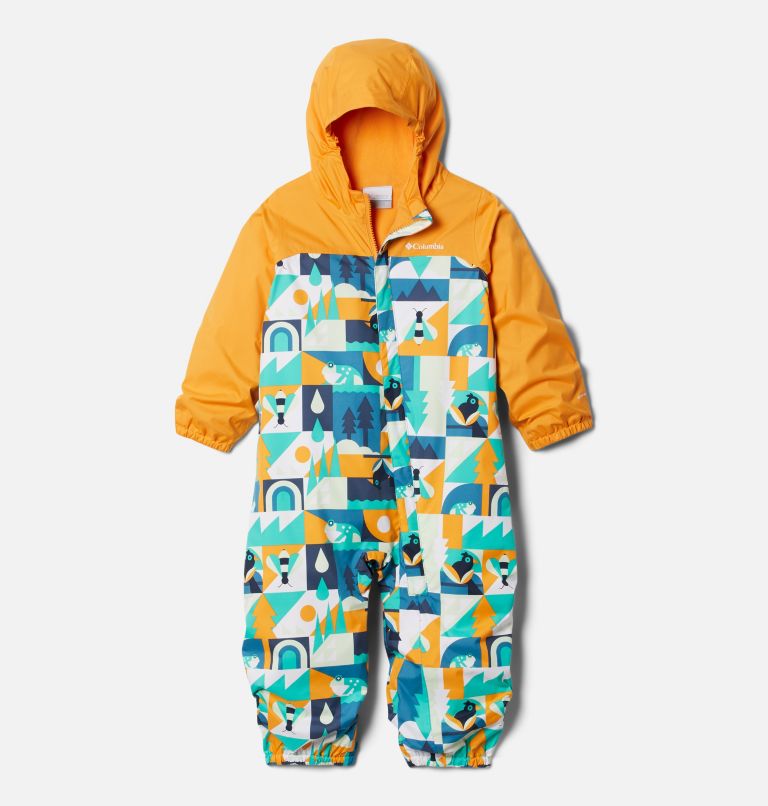 Thumbnail: Toddler Critter Jitters II Rain Suit, Color: Deep Marine Summer Escape, Mango, image 1