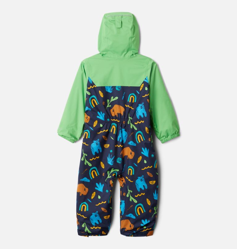 Toddler Critter Jitters II Rain Suit, Color: Collegiate Navy Joyful Shapes, Green Boa, image 2