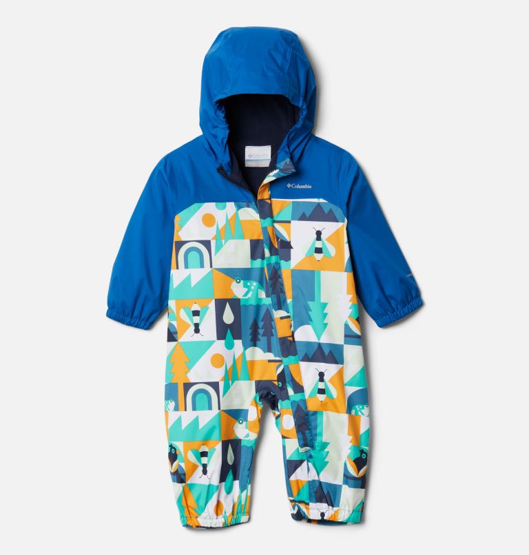 Thumbnail: Infant Critter Jitters II Waterproof Suit, Color: Deep Marine Summer Escape, Bright Indigo, image 1