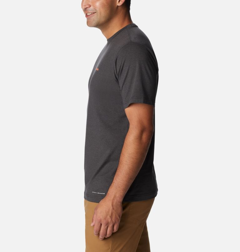 Men's Tech Trail Graphic T-Shirt, Color: Black Hthr, Shady Peaks Graphic, image 3