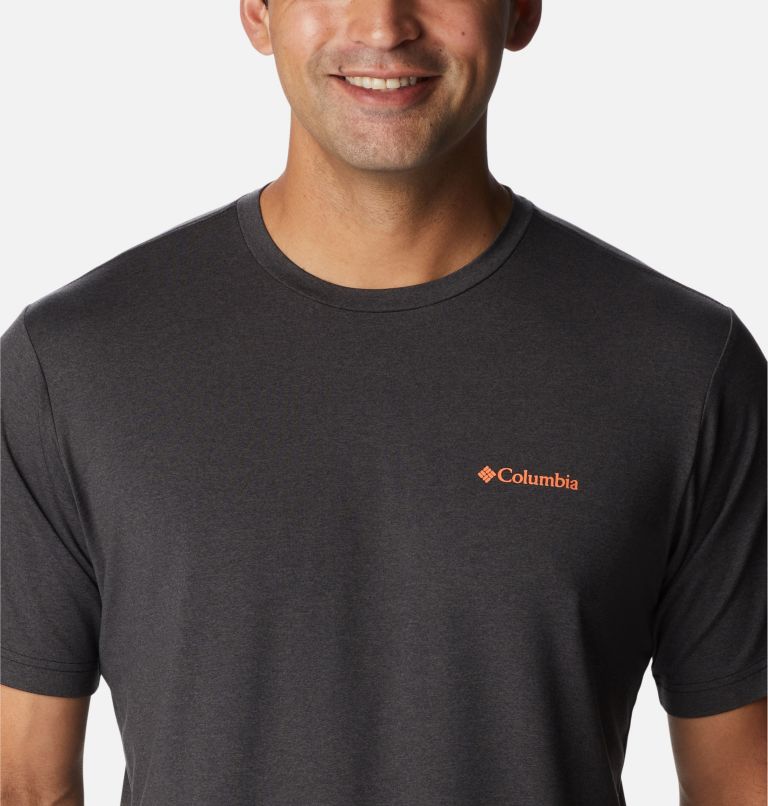 Men's Tech Trail Graphic T-Shirt, Color: Black Hthr, Shady Peaks Graphic, image 4