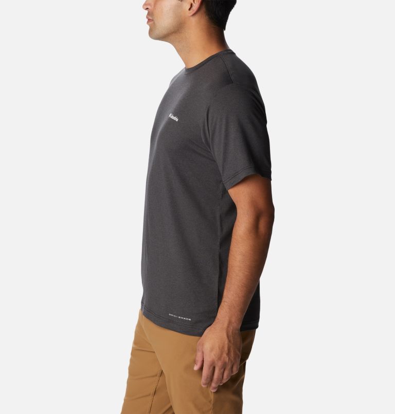 Thumbnail: Men's Tech Trail Graphic T-Shirt, Color: Black Hthr, Moonscape Graphic, image 3