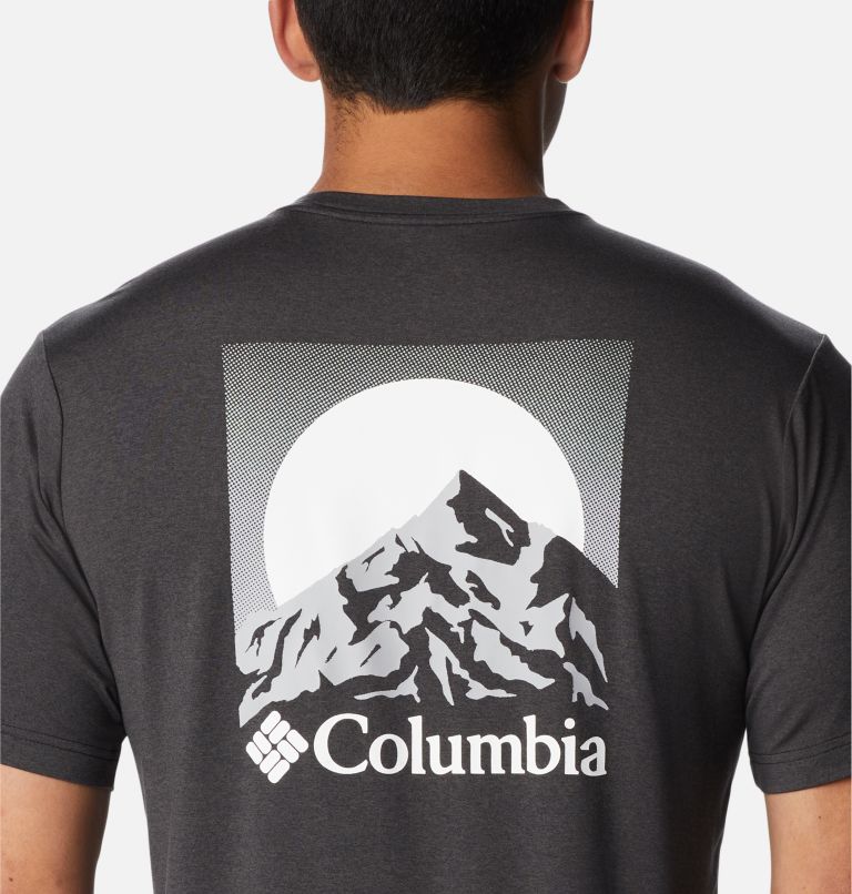 Thumbnail: Men's Tech Trail Graphic T-Shirt, Color: Black Hthr, Moonscape Graphic, image 5