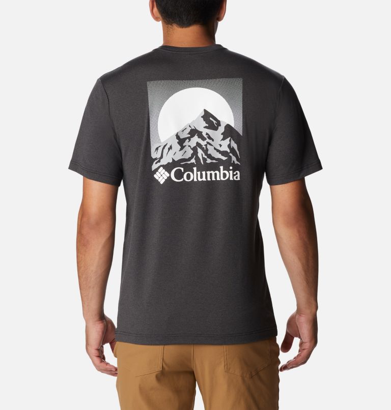 Thumbnail: Men's Tech Trail Graphic T-Shirt, Color: Black Hthr, Moonscape Graphic, image 2