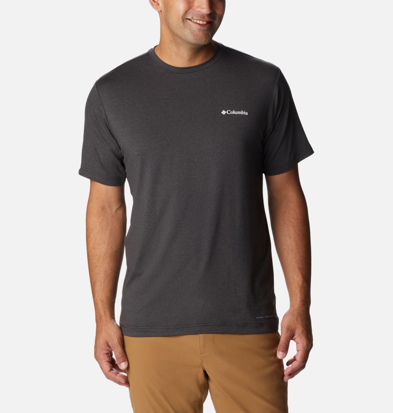 Thumbnail: Men's Tech Trail Graphic T-Shirt, Color: Black Hthr, Moonscape Graphic, image 1