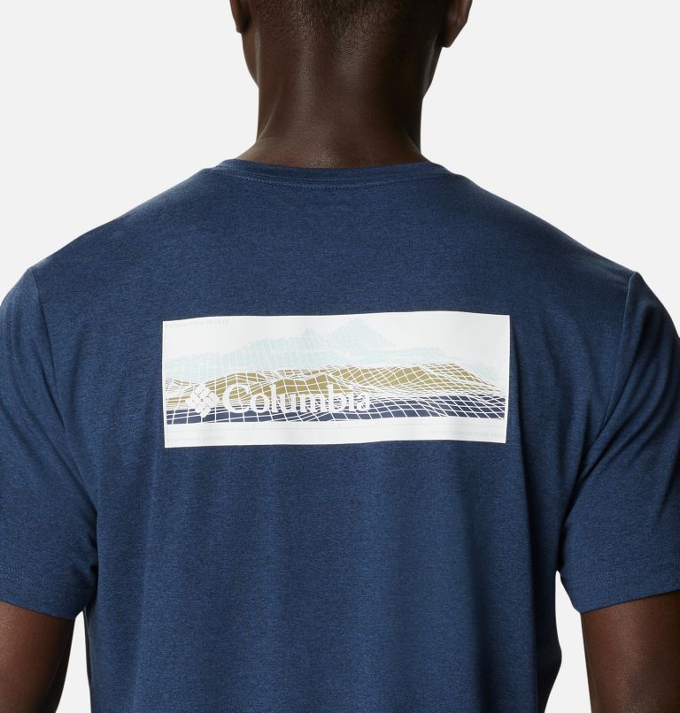 Thumbnail: Men's Tech Trail Graphic T-Shirt, Color: Collegiate Navy Hthr, Off Grid Graphic, image 5