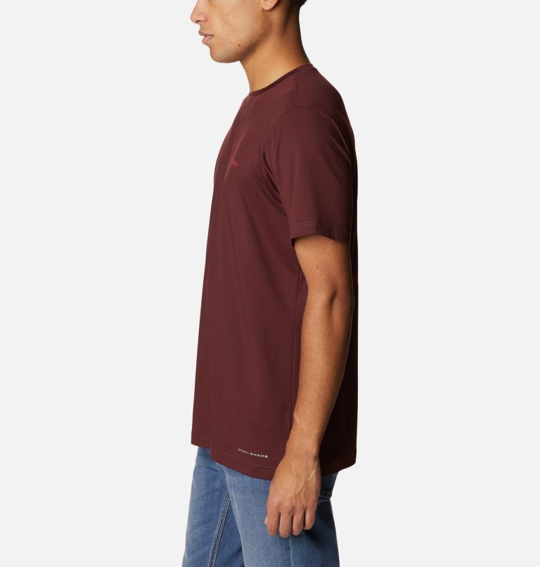 Men's Tech Trail Graphic T-Shirt, Color: Elderberry, Stippled Hills Back, image 3