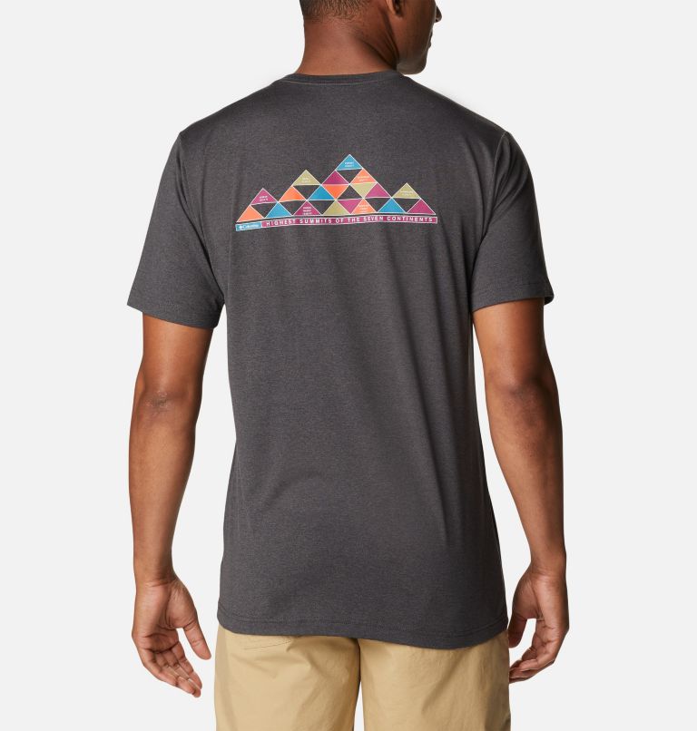 Thumbnail: Men's Tech Trail Graphic T-Shirt, Color: Black Heather, Summits 7 Graphic, image 2