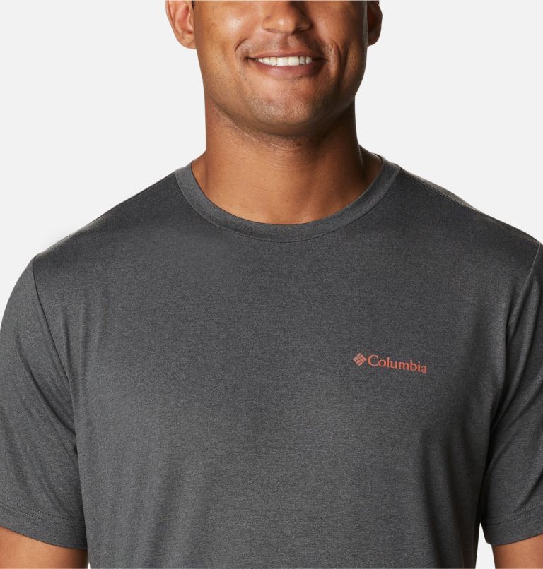 Camiseta estampada Tech Trail para hombre, Color: Shark Heather, CSC Stacked Logo, image 4