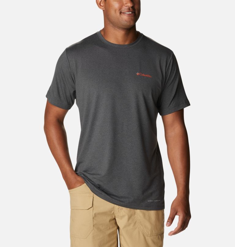 Camiseta estampada Tech Trail para hombre, Color: Shark Heather, CSC Stacked Logo, image 1