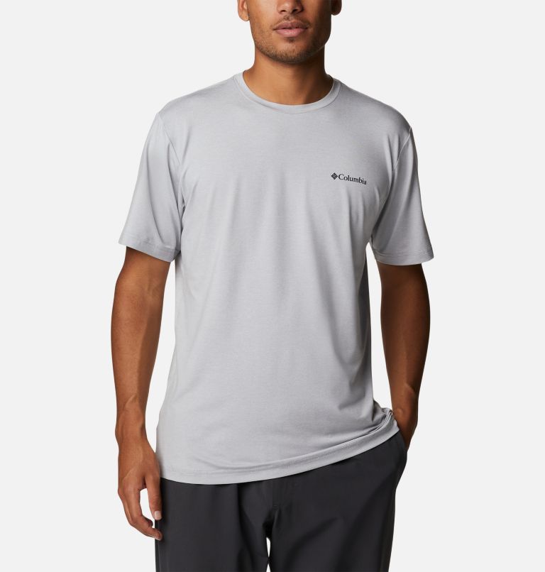 Men's Tech Trail Graphic T-Shirt, Color: Columbia Grey Heather, CSC Stacked Logo, image 1