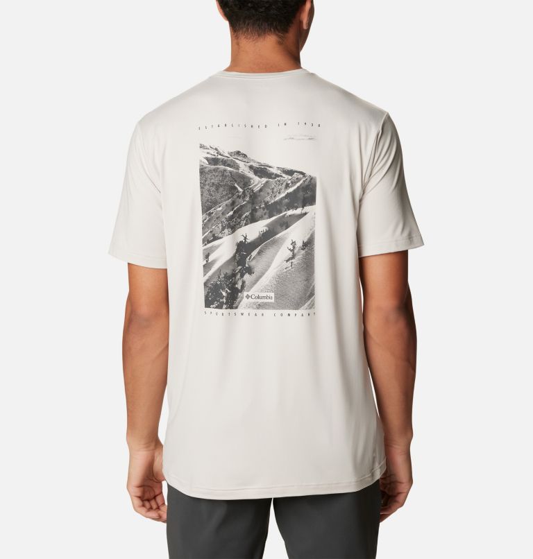 Men's Tech Trail Graphic T-Shirt, Color: Dark Stone, Slopes Graphic, image 2