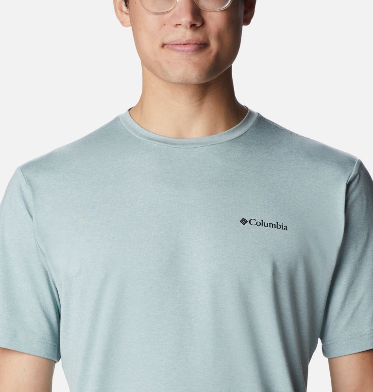 Tech Trail Graphic Tee, Color: Niagara Hthr, Palmscape Tonal Graphic, image 4