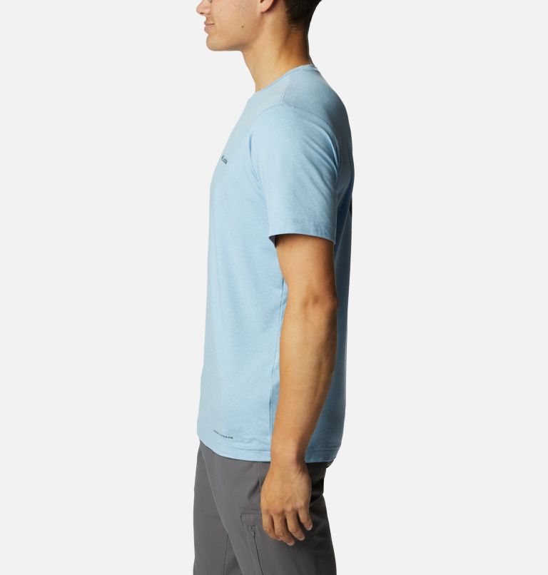 Men's Tech Trail Graphic T-Shirt, Color: Jet Stream Hthr, Palmscape Tonal Graphic, image 3