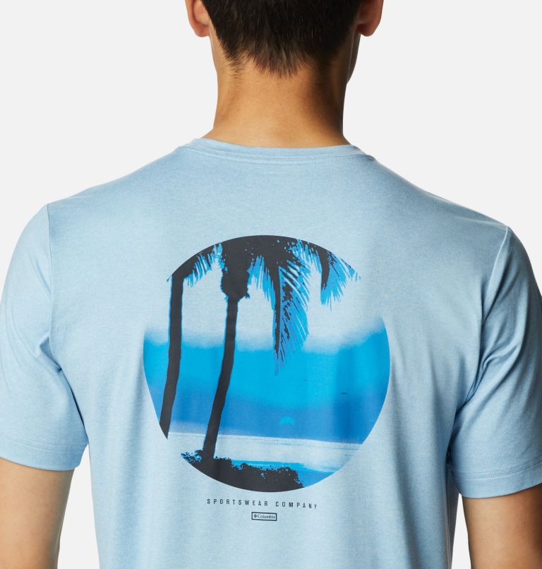 Men's Tech Trail Graphic T-Shirt, Color: Jet Stream Hthr, Palmscape Tonal Graphic, image 5