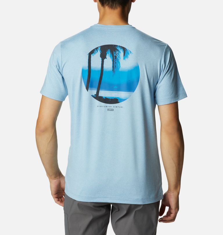 Men's Tech Trail Graphic T-Shirt, Color: Jet Stream Hthr, Palmscape Tonal Graphic, image 2