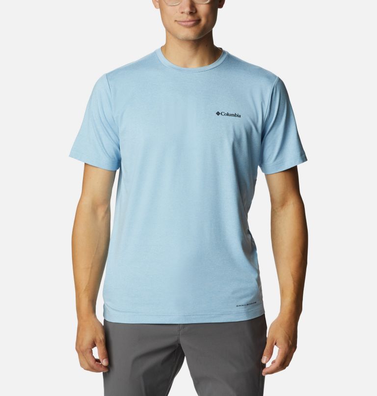 Men's Tech Trail Graphic T-Shirt, Color: Jet Stream Hthr, Palmscape Tonal Graphic, image 1