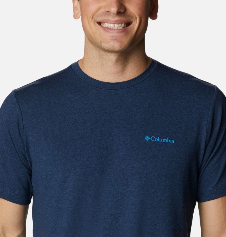 Men's Tech Trail Graphic T-Shirt, Color: Collegiate Navy Heather, Mirror Mountain, image 4