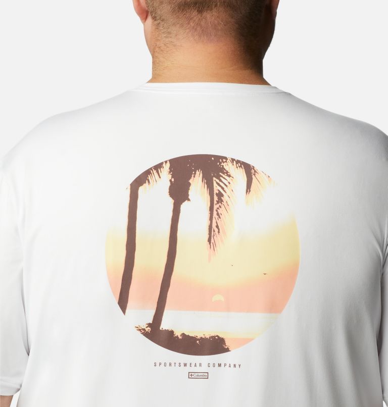 Thumbnail: Men's Tech Trail Graphic T-Shirt - Extended Size, Color: White, Palmscape Tonal Graphic, image 5