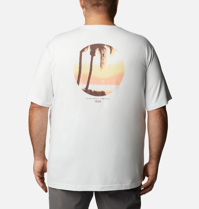 Thumbnail: Men's Tech Trail Graphic T-Shirt - Extended Size, Color: White, Palmscape Tonal Graphic, image 2