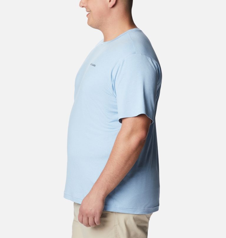 Thumbnail: Men's Tech Trail Graphic T-Shirt - Extended Size, Color: Jet Stream Hthr, Palmscape Tonal Graphic, image 3
