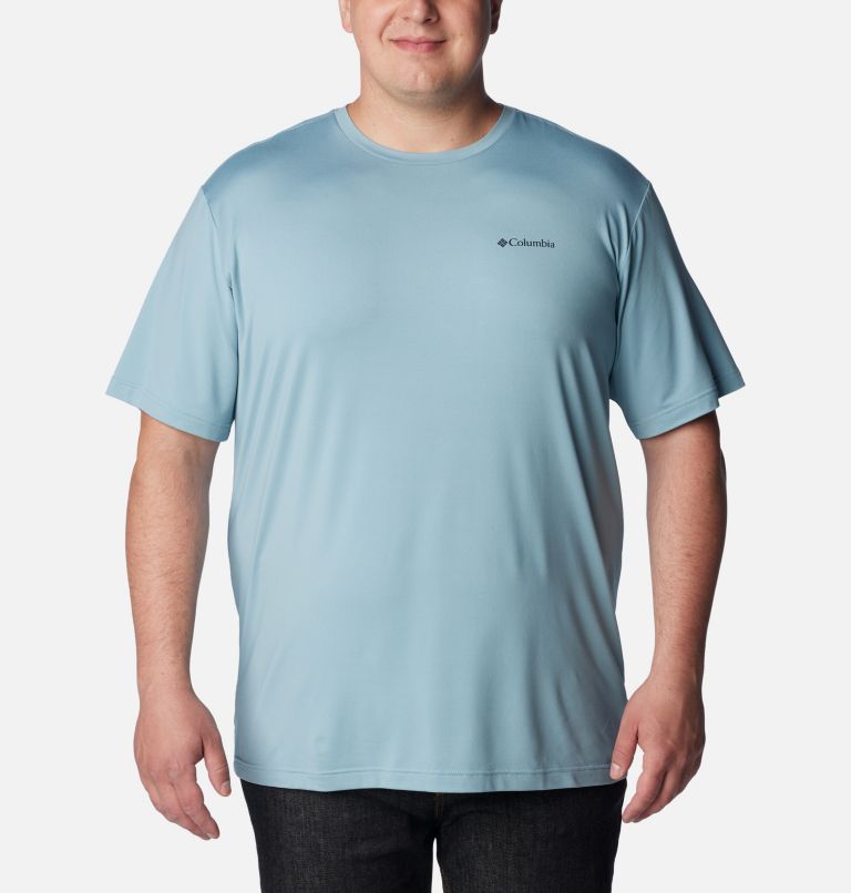 Thumbnail: Men's Tech Trail Graphic T-Shirt - Extended Size, Color: Stone Blue, Slopes Graphic, image 1