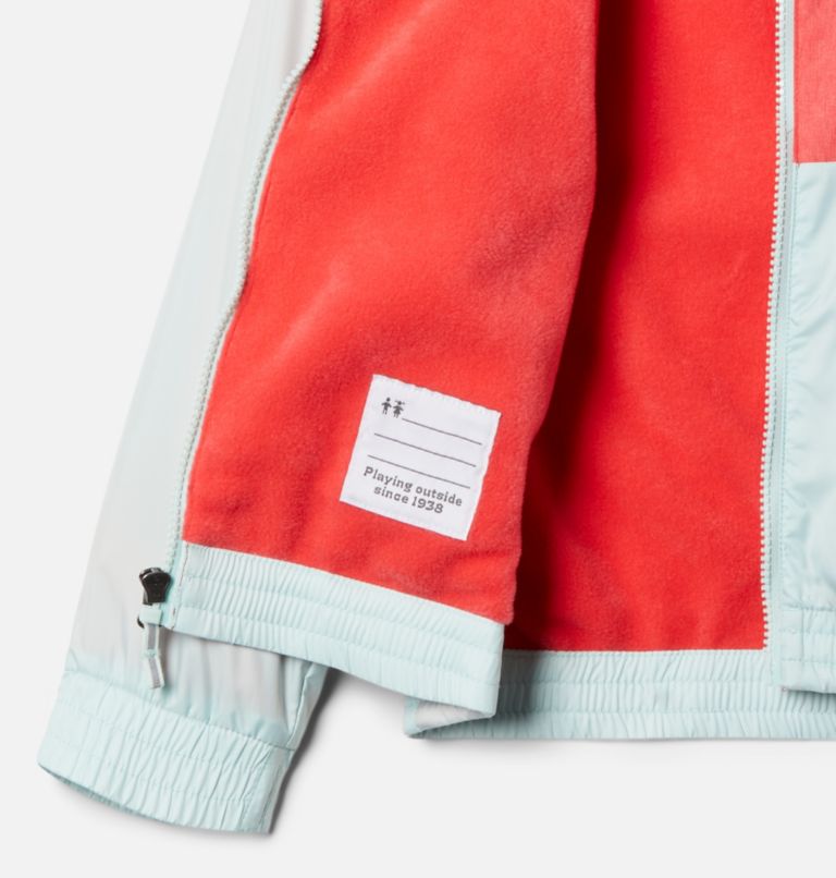 Girls' Side Hill Lined Windbreaker, Color: Icy Morn, Red Hibiscus, Black, image 3