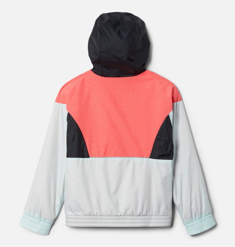 Girls' Side Hill Lined Windbreaker, Color: Icy Morn, Red Hibiscus, Black