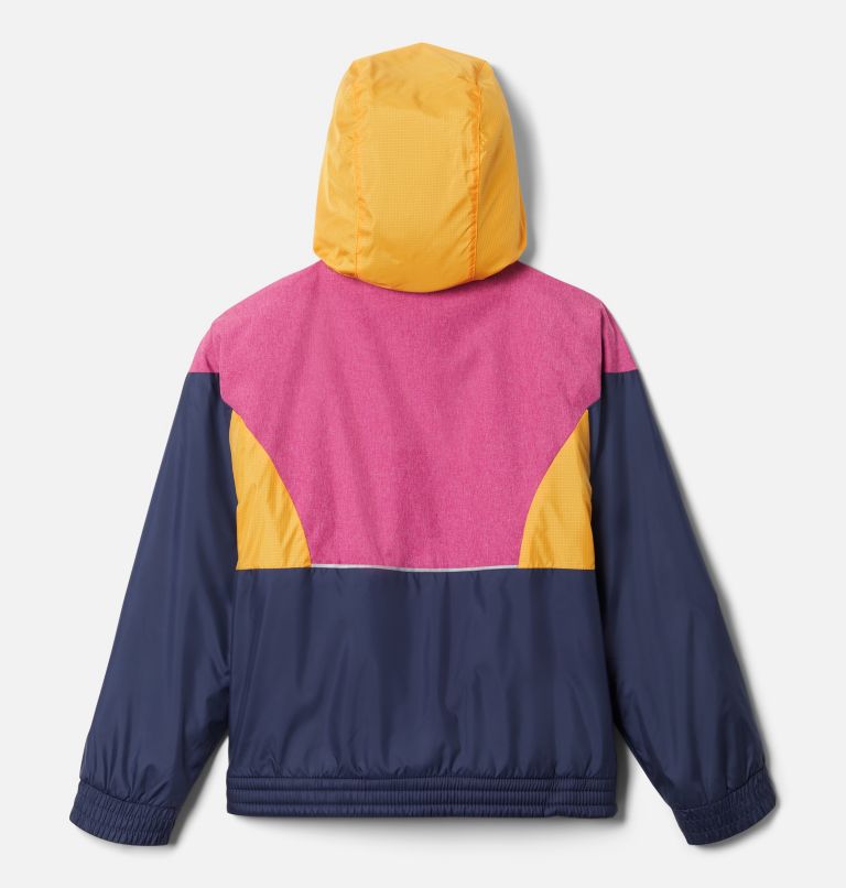 Thumbnail: Girls' Side Hill Lined Windbreaker, Color: Nocturnal, Wild Fuchsia, Mango, image 2