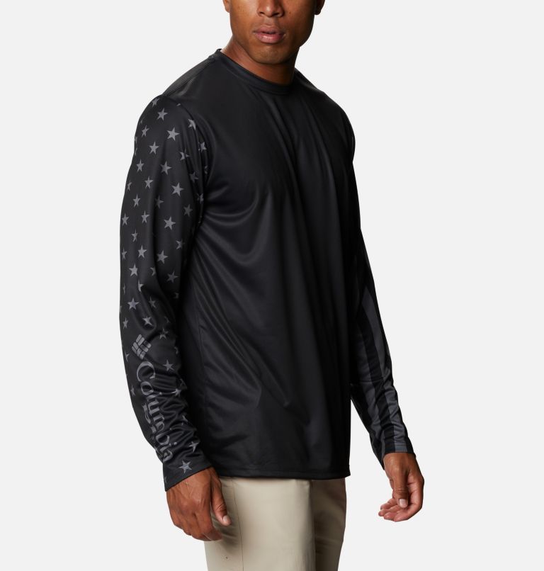 Men's PFG Terminal Tackle Americana Long Sleeve Shirt, Color: Black, City Grey, image 3