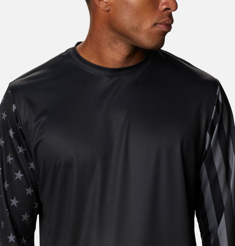 Thumbnail: Men's PFG Terminal Tackle Americana Long Sleeve Shirt, Color: Black, City Grey, image 4