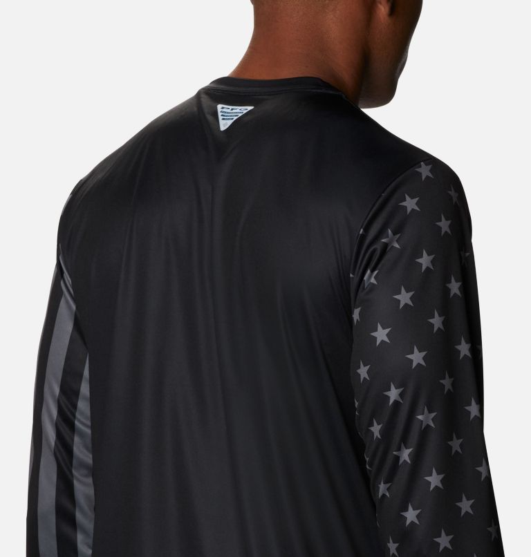 Men's PFG Terminal Tackle Americana Long Sleeve Shirt, Color: Black, City Grey, image 5